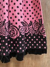  Shirley Temple シャーリーテンプル　裾ベロア ドット フレアスカート 140cm 新品タグ付き_画像3