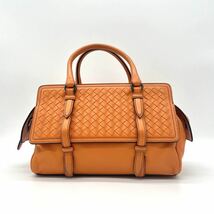 1円 【新品未使用】 BOTTEGA VENETA ボッテガヴェネタ モナコバッグ MONACO 396448 ハンドバッグ イントレチャート オレンジ ナッパレザー _画像2