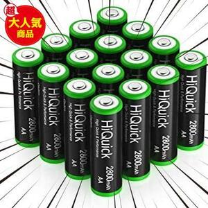 ★サイズ:単3形充電池16本★ HiQuick 単三電池 充電式 ニッケル水素電池 高容量2800mAh ケース4個付き 約1200回使用可能 単3形充電池