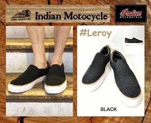 【新品】インディアンモーターサイクル　スニーカー　スリップオン　26cm Leroy　IND-11505 ブラック　検 靴シューズ@BS@