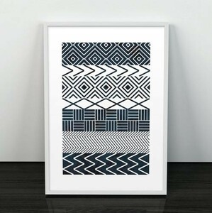 LES TEMPS MODERNES | TILES PRINT (navy blue) | A3 アートプリント/ポスター