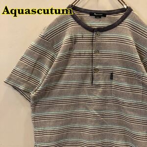 Aquascutum アクアスキュータム　半袖トップス　ボーダー柄　レディース　Sサイズ　【AY0156】