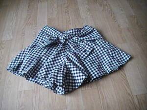 * silver chewing gum check culotte autumn ~ spring thing M black × white ....USED beautiful goods postage 510 jpy ~*