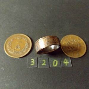 19号　 コインリング　 竜1銭銅貨 　ハンドメイド 指輪　送料無料　　（3204）
