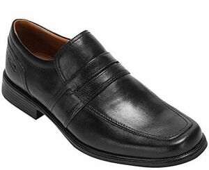 CLARKS 26.5cm ブラック レザー ローファー フォーマル ビジネス 黒 サイドゴア スリッポン ブーツ 670