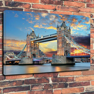 ロンドン 高級 キャンバス アート パネル ポスター A１ 海外 雑貨 グッズ タワーブリッジ 写真 夜景 風景 街並み イギリス オシャレ カフェ