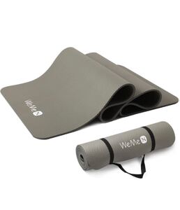 【グレー】ヨガマット トレーニングマット 双面滑り止め 高密度 8mm 厚め 収納バンド付