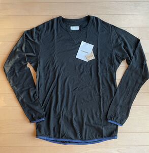 and wander merino crew ブラック 4(L) 美USED品 アンドワンダー メリノベース クルー BLACK merino base long sleeve T