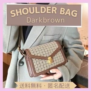 ショルダーバッグ 韓国 斜め掛け チドリ柄 ミニバッグ かばん マチあり 大容量 コンパクト ミニマリスト すっきり オシャレ