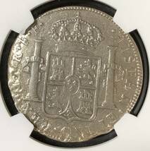 1783年 沈没船 貿易銀貨 スペイン領 メキシコ 8レアル 銀貨 NGC AU Details 鑑定済 Sea Salvaged 稀少 アンティーク コイン_画像4