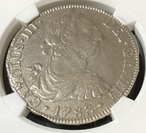 1783年 沈没船 貿易銀貨 スペイン領 メキシコ 8レアル 銀貨 NGC AU Details 鑑定済 Sea Salvaged 稀少 アンティーク コイン_画像6