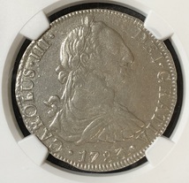 1783年 沈没船 貿易銀貨 スペイン領 メキシコ 8レアル 銀貨 NGC AU Details 鑑定済 Sea Salvaged 稀少 アンティーク コイン_画像3