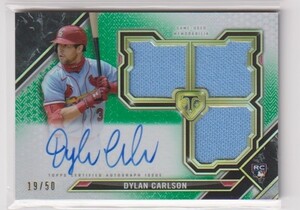 2021 Topps Triple Threads Dylan Carlson RC Autograph & Jersey card #19/50