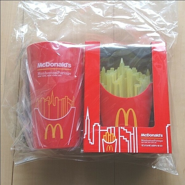 新品 マクドナルド グッズ3点セット マンハッタンポテトライト、ファスナーポーチ、ロングコップ マック