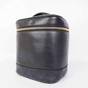 1円 CHANEL シャネル バニティバッグ ラムスキン バニティ ブラック ハンドバッグ メイクポーチ ゴールド金具 シール有 ビコローレ
