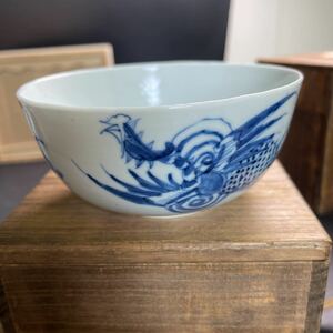 李朝　官窯　鳳凰　茶器　茶碗　染付 古美術 