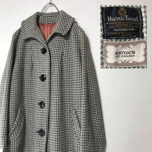 60's ヴィンテージ ハリスツイード ロングコート 黒タグ レディース HANDWOVEN HARRIS TWEED