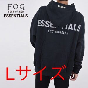 FEAR OF GOD Essentials Los Angeles 限定　(エッセンシャルズ) リフレクター　パーカー フーディ 黒　Lサイズ