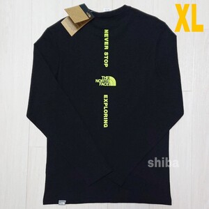 THE NORTH FACE ノースフェイス 海外限定 長袖 ロンT ロング tシャツ ブラック 黒 バーティカル 海外XLサイズ