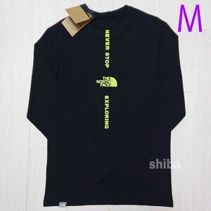 THE NORTH FACE ノースフェイス 海外限定 長袖 ロンT ロング tシャツ ブラック 黒 バーティカル 海外Mサイズ