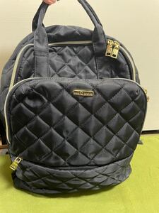 monloulou マザーズバッグ ブラック ピンク 撥水加工 リュック