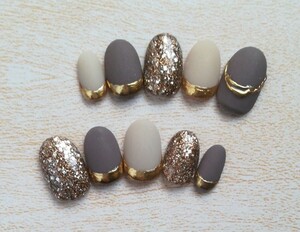 ネイルチップ マットコート ミラーフレンチ ラメ ジェルネイル