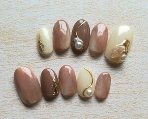 ネイルチップ ニュアンスネイル ジェルネイル ブラウンピンク系 チョコレート