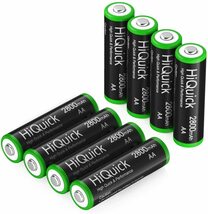 HiQuick 電池 単3 充電式 単3充電池 ニッケル水素 充電池 2800mAh 8本入り ケース2個付き 約1200回使用可_画像1