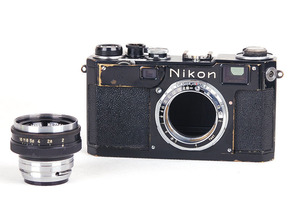 【大珍品】NIKON/ニコン S2+ 50mm f2 BLACK PAINT 純正 ブラックペイント 後期 カメラ