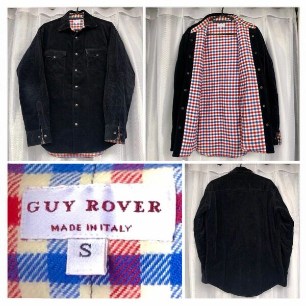 GUY ROVER★長袖 コーデュロイシャツ/BLACK S★細畝 裏地チェック総柄/ギ・ローバー/ギローバー/ドレスシャツ ワークシャツ/Italy イタリア