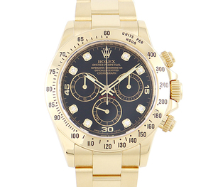 ROLEX ロレックス DAYTONA コスモグラフ デイトナ 116528G 8Pダイヤ K18YG 金無垢 黒 ブラック 新バックル メンズ 自動巻き