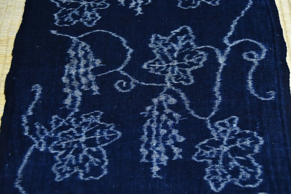 人気の春夏 古布藍染筒描木綿と絵絣のボックスプルオーバー 男女兼用 
