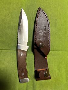 MOSSY OAK ナイフ シースナイフ フルタング構造 全長225mm 天然ウッドハンドル 【ケース付き】