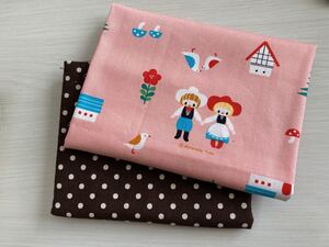 ハギレ 生地 ドット ピンク 2点セット