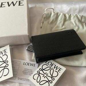 1 jpy # unused # LOEWE Loewe card-case card-case pass case small articles black leather total pattern hole gram box attaching regular goods 2021 year buy 