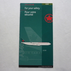 AIR CANADA★エア・カナダ A340 安全のしおり 2000　エアバス　For your safety