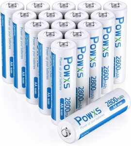 [新品/送料無料] POWXS 単三電池 充電式電池 ニッケル水素電池 超大容量2800mAh 約1500回使用可能 ケース付き 16本入り 液漏れ防止