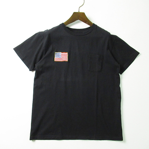 r3a060416★TOYO ENTERPRISE 東洋エンタープライズ 星条旗＆鷹＆富士山刺繍 Tシャツ 黒 メンズ XL