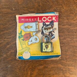 Midget lock 鍵　南京錠　ブリキ デッドストック 箱付き マスダヤ 増田屋 ビンテージ アンティーク おもちゃ MADE IN JAPAN