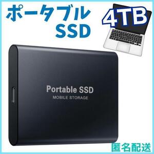 外付け ポータブルSSDドライブ 4TB USB3.0 Type-C ブラック
