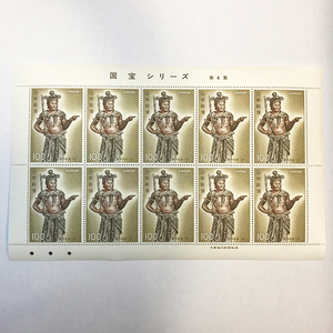 qos.34-004 国宝シリーズ 第４集 100円×10枚 切手シート1枚