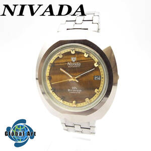 あ11300/NIVADA 二バダ/ブランカ/タイガーアイ/自動巻/メンズ腕時計/デイト/カットガラス/純正ベルト/スイス製