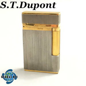★C01256/S.T.Dupont デュポン/ガスライター/ライン2/モンパルナス/シルバー×ゴールド