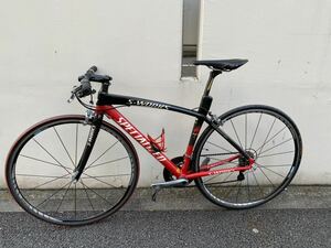 SPECIALIZED S-WORKS 赤黒 カーボンフレーム LOOKチタンペダル　アルテグラ　ロードバイク サイクリング