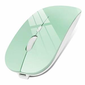 ☆送料無料　色グリーン ワイヤレスマウス Bluetooth5.0 マウス 無線マウス USB充電式 超薄型 静音 2.4GHz 