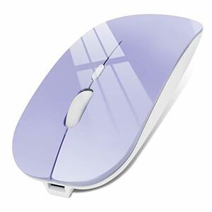 ☆送料無料　色パープル ワイヤレスマウス Bluetooth5.0 マウス 無線マウス USB充電式 超薄型 静音 2.4GHz 