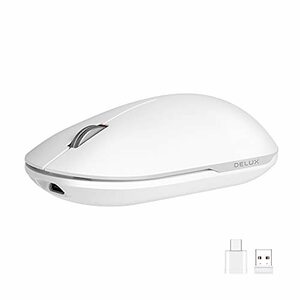 ☆送料無料　色白 DELUX ワイヤレスマウスBluetooth マウス 静音 薄型 小型2.4G無線 光学式 マウス 高精度可調