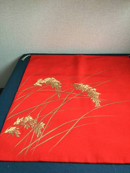 掛け袱紗 正絹稲穂刺繍掛け袱紗 松方正義八十八記念