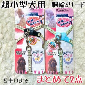 ★送料無料★2点まとめて★超小型犬用★胴輪＆リード★ドギーマン★格安★紫青