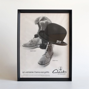 Clarks クラークス 1971年 イングランド デザートブーツ フランス ヴィンテージ 広告 額装品 / ワラビー アートフレーム ポスター